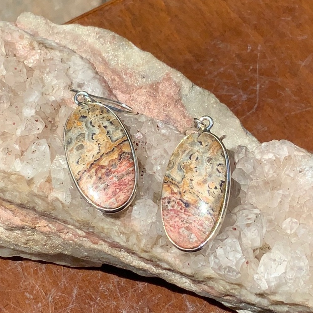 LEOPARD SKIN JASPER 925 STERLING SILVER EARRINGS